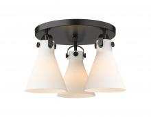 Innovations Lighting 410-3F-BK-G411-7WH - Newton Cone - 3 Light - 18 inch - Matte Black - Flush Mount
